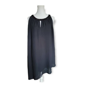 New Lane Bryant Women's Beaded Neckline Asymmetrical Hem‎ Black Blouse